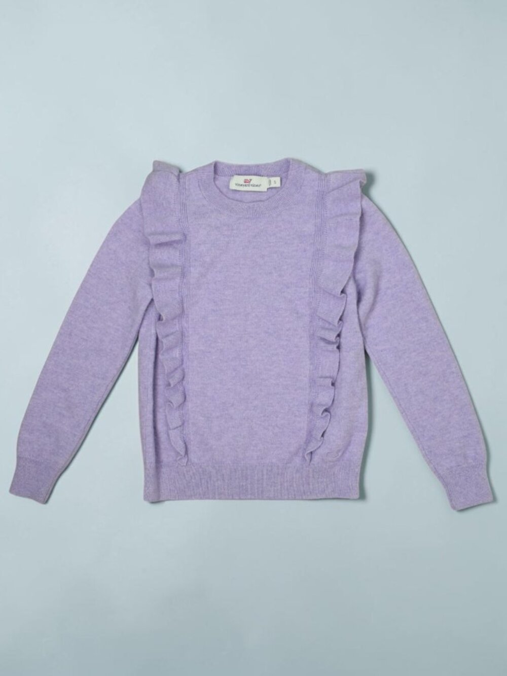VINEYARD VINES GIRL'S LILAC RUFFLE SWEATER MERINO WOOL CASHMERE BLEND
